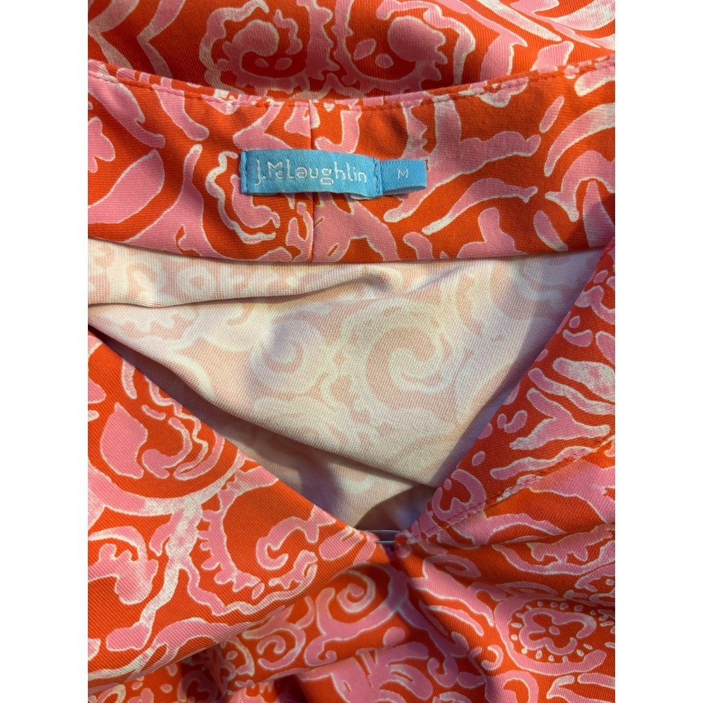 J.McLaughlin Coral & Pink Stretch Pull-On Dress | Size Medium - Picture 3 of 8